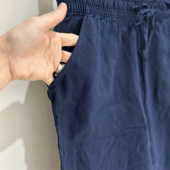 Sigrid Olsen Blue Wide Leg Linen Pants Women’s Size M Pull On NWT Loungewear - Picture 3 of 7